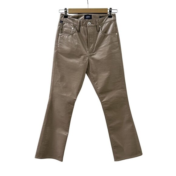 Citizens Of Humanity Isola Cropped Boot‎ Recycled Leather Pants Cashew Patent 24 - Picture 4 of 16